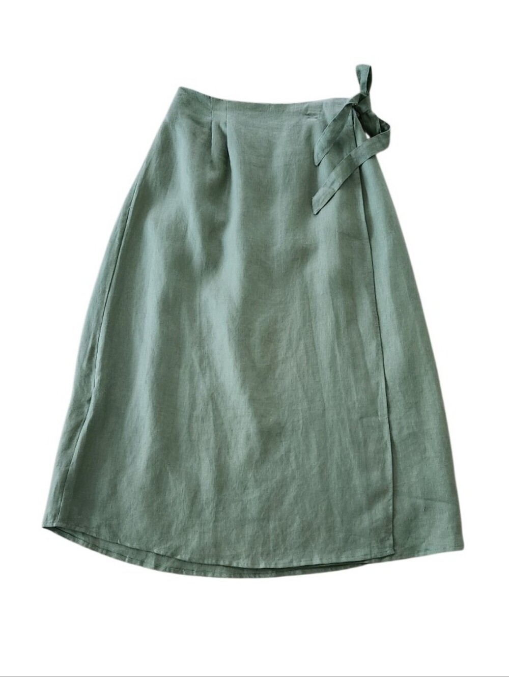 Nomad The Label 100% French Linen Classic Sage Wrap Midi Skirt